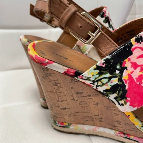 George PINK Floral Ultra High Wedges Size 8 - Picture 3 of 7